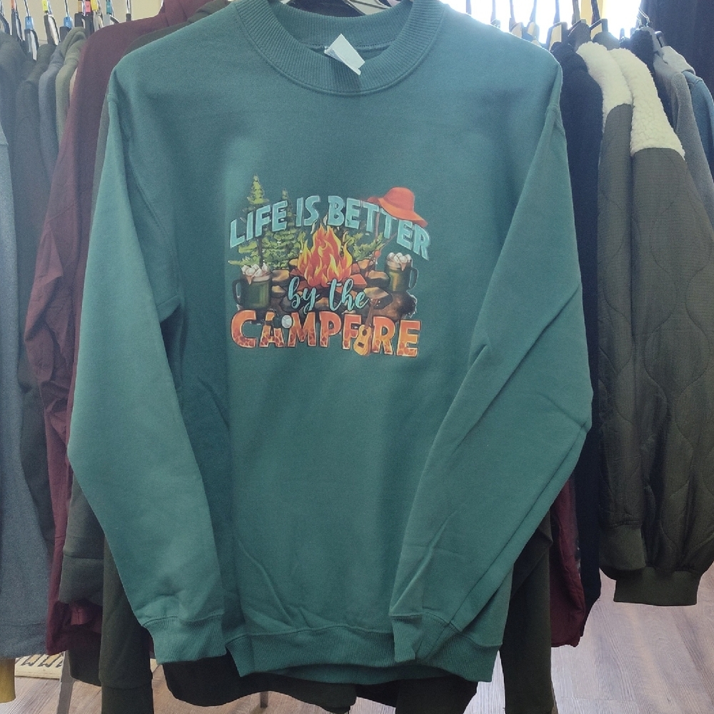 Green Campfire Graphic Sweatshirt